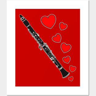 Valentines Day Clarinet Player Clarinetist Anniversary Wedding Musician Posters and Art